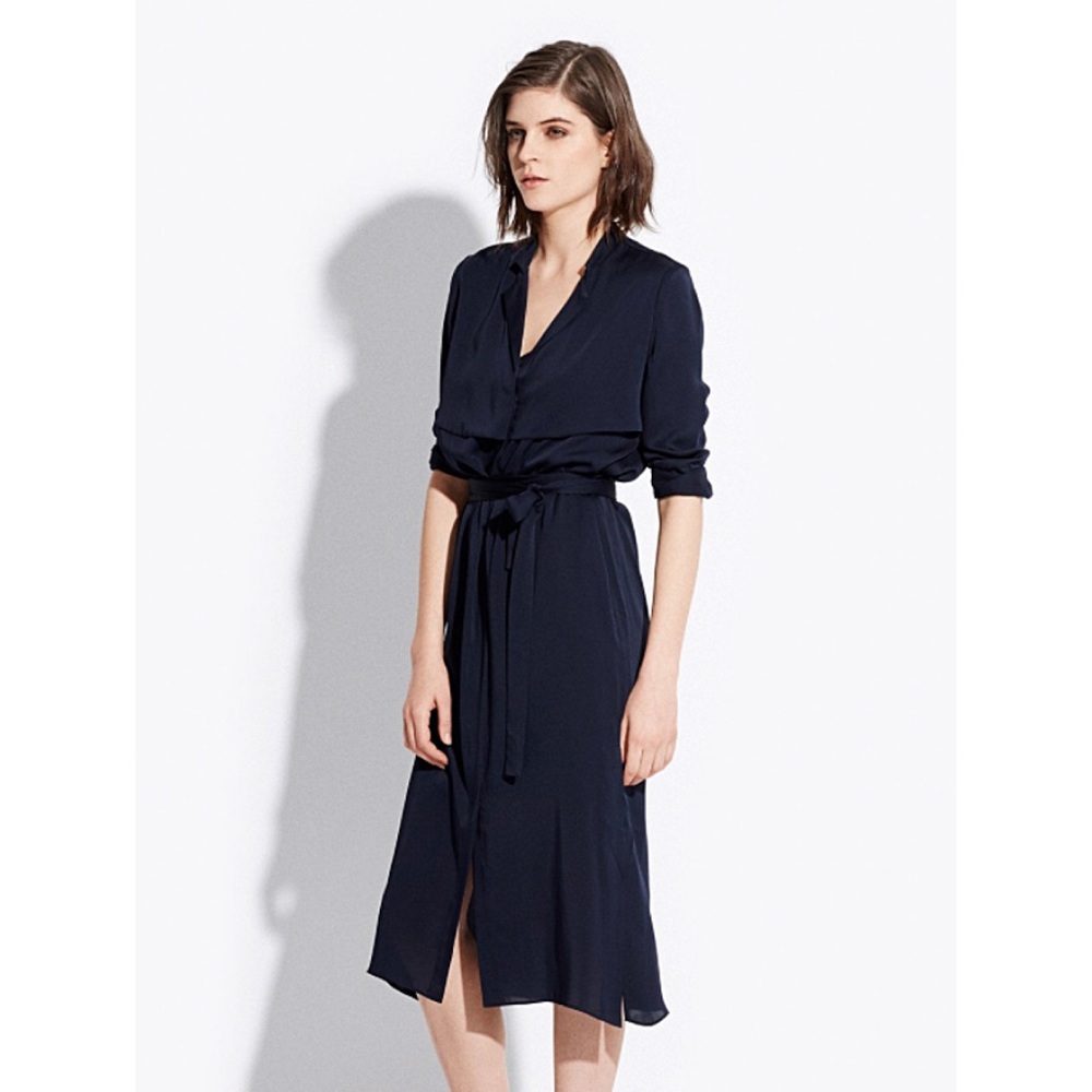 Ayr Silk Trench Dress (navy)